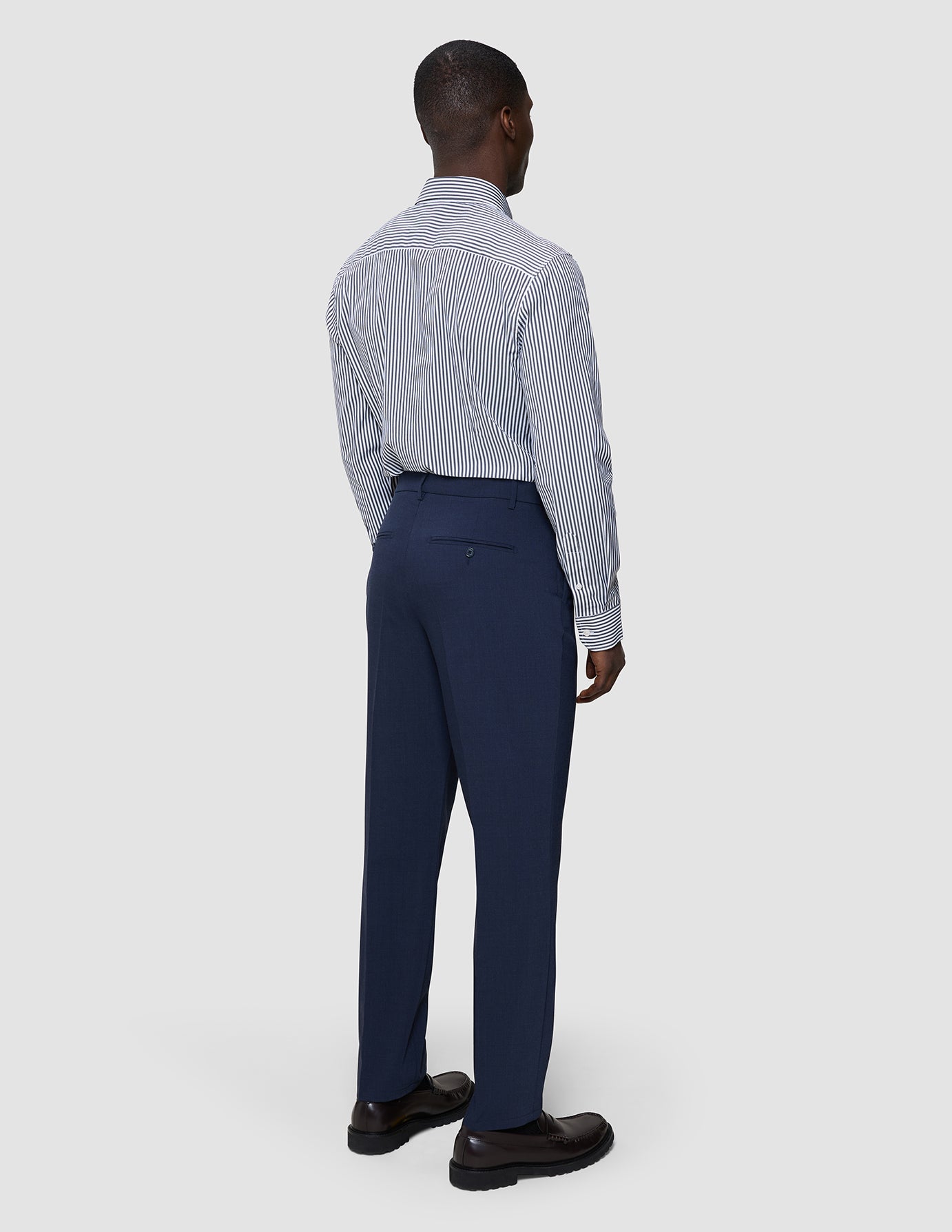 Elevated Shirt Navy Stripe Thin Slim